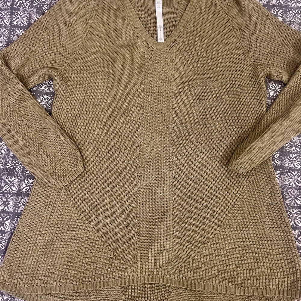 lululemon athletica Olive Green V-Neck Knit Sweater